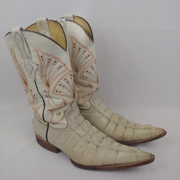 white alligator boots